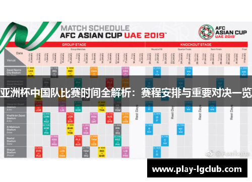 亚洲杯中国队比赛时间全解析:赛程安排与重要对决一览 亚洲杯中国队比赛时间全解析:赛程安排与重要对决一览